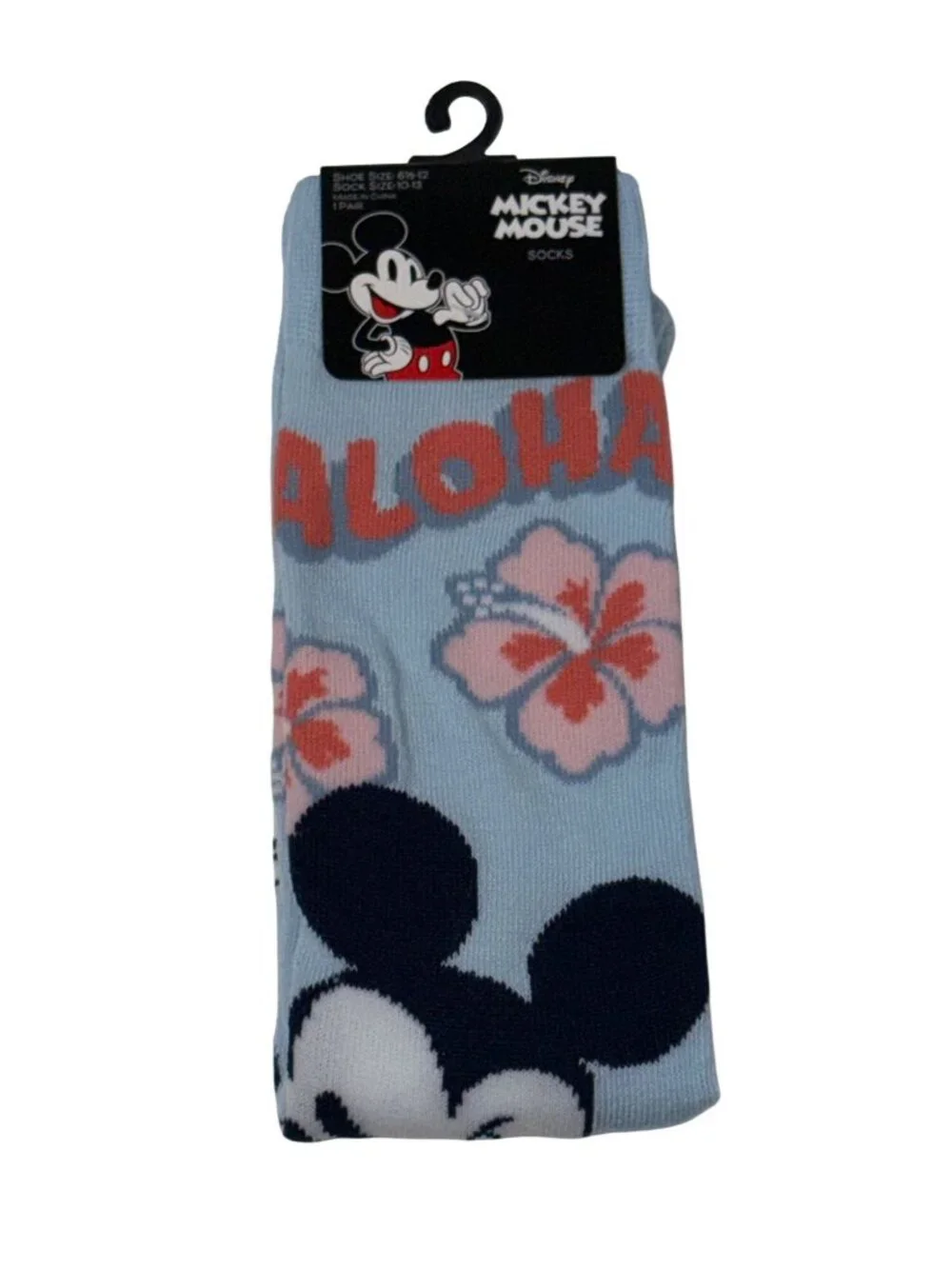 Disney Mickey Mouse Aloha Crew Socks Hawaiian NWT